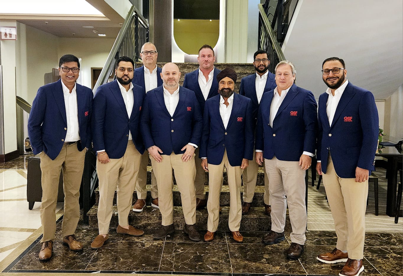 GSF team L to R Dev Satpathy, Gurjit Thind, Mark Hyde, Richard Williams, Robbie Stevens, Sukhpal Singh, Hardik Solanki, Steve Horne, Viral Modha